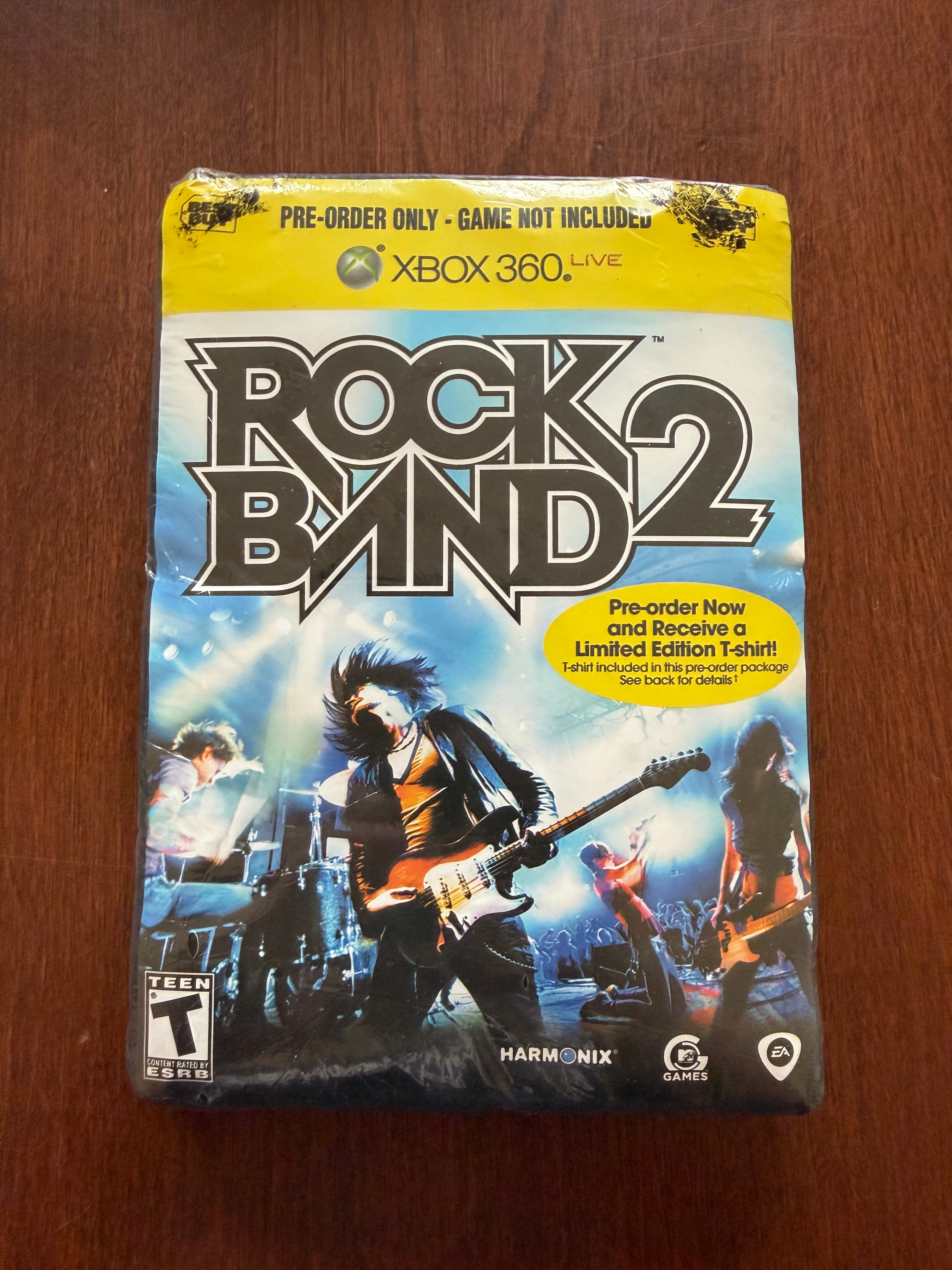 Brand new sealed! Rock Band 2 Best Buy pre order t-shirt. XBOX 360 package variant