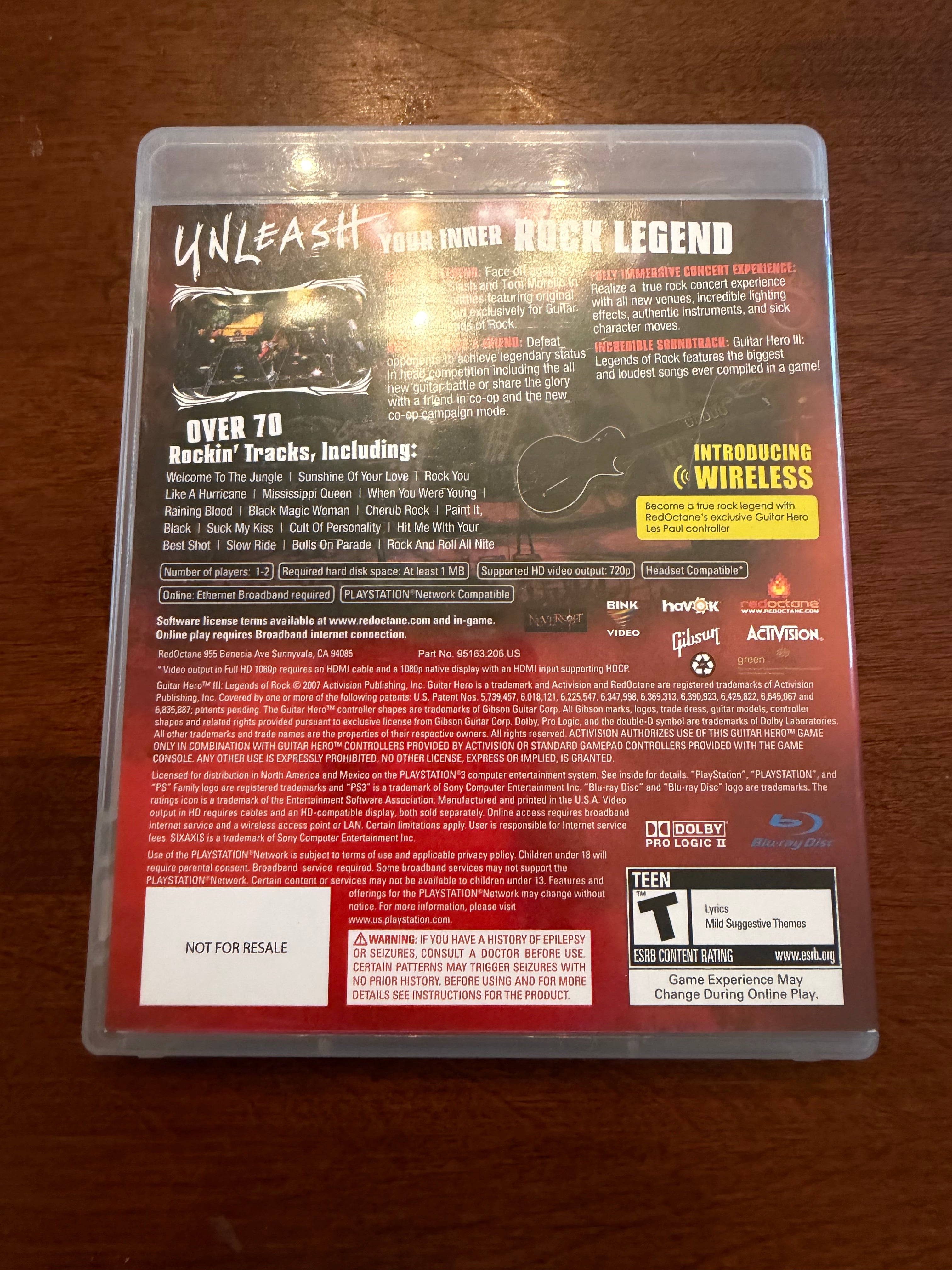 Guitar Hero III Legends of Rock CIB for the PlayStation 3￼