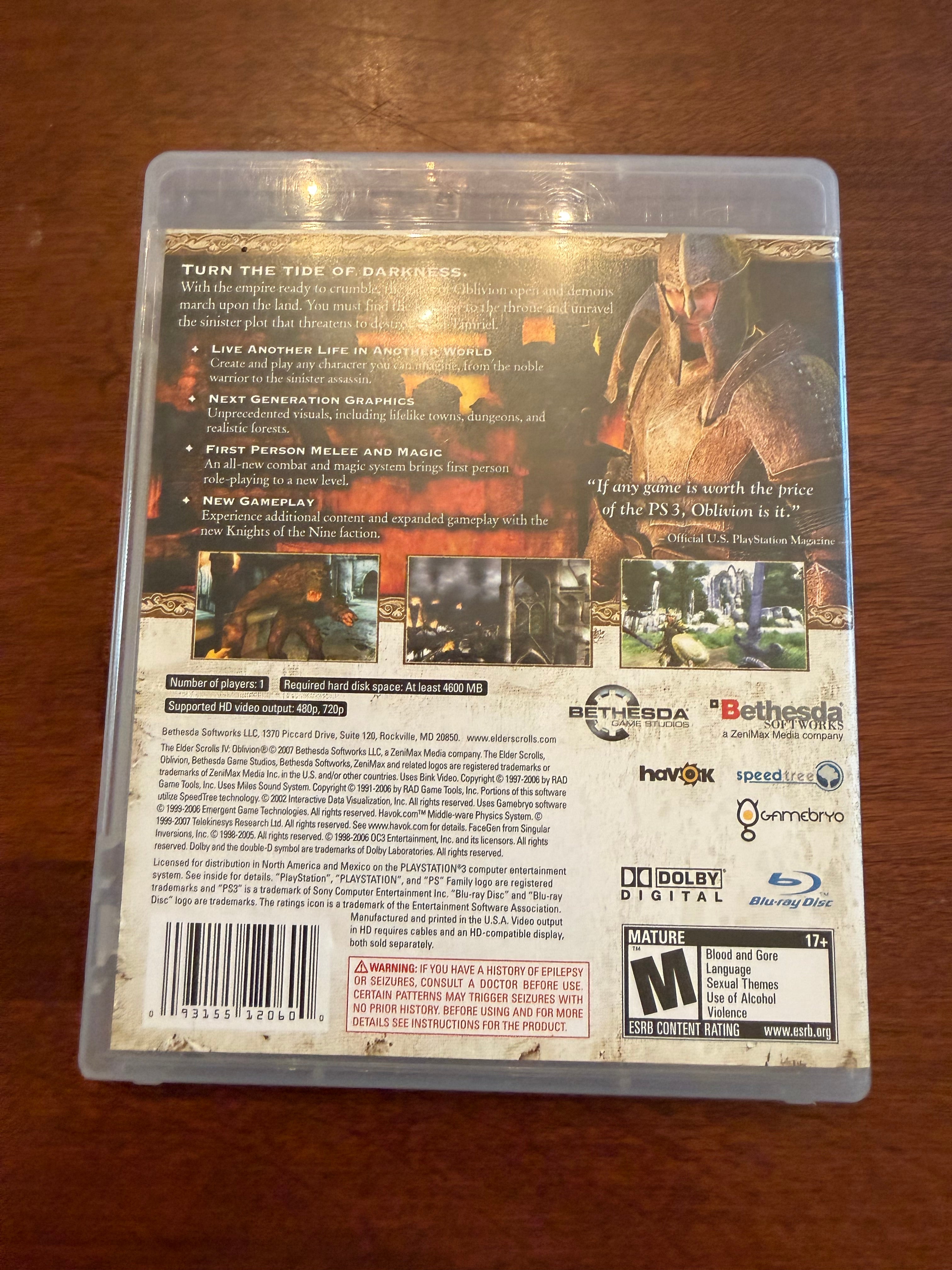 The Elder Scrolls IV Oblivion CIB for the PlayStation 3￼