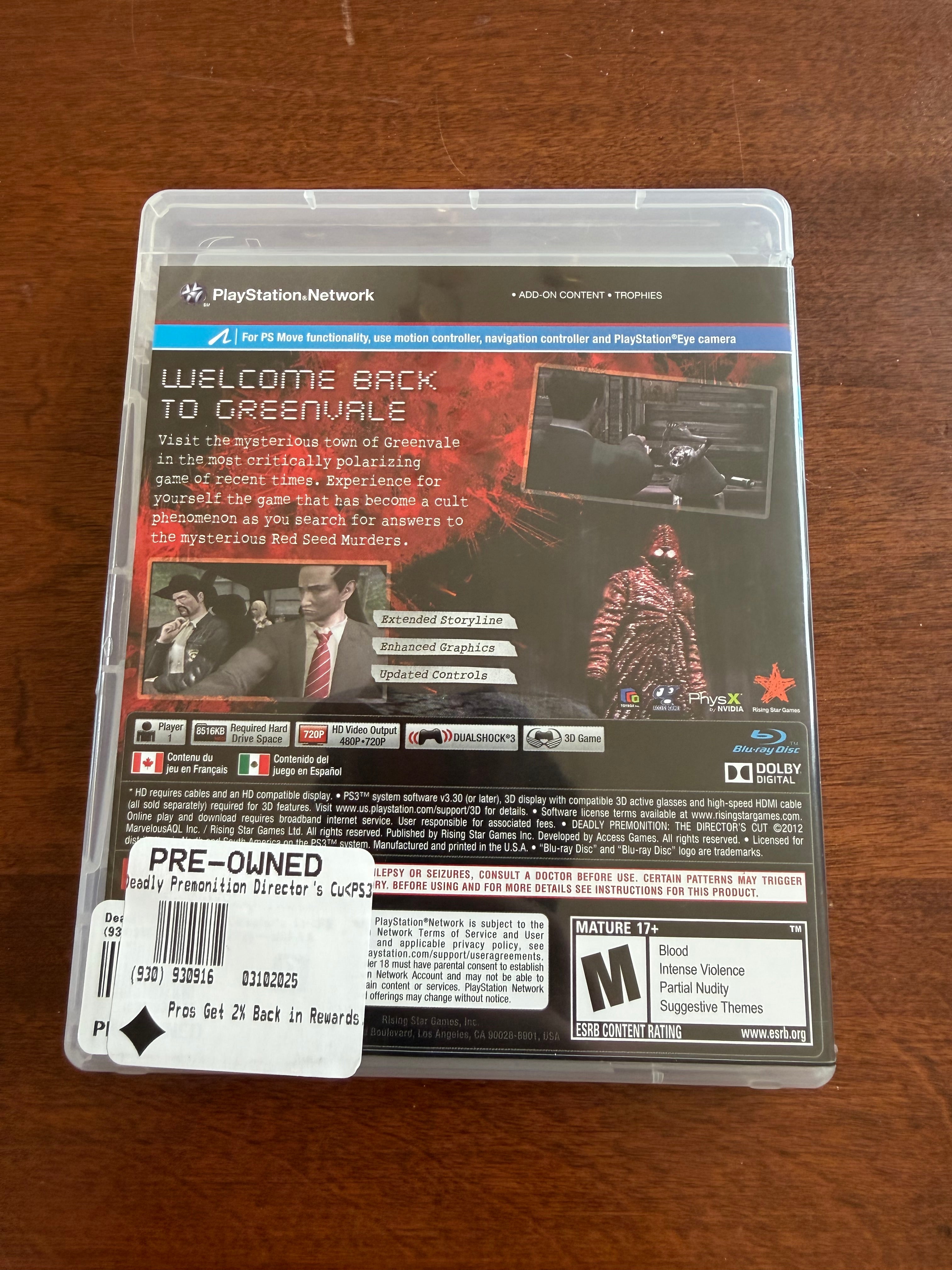 Deadly Premonition Directors Cut CIB for the PS3