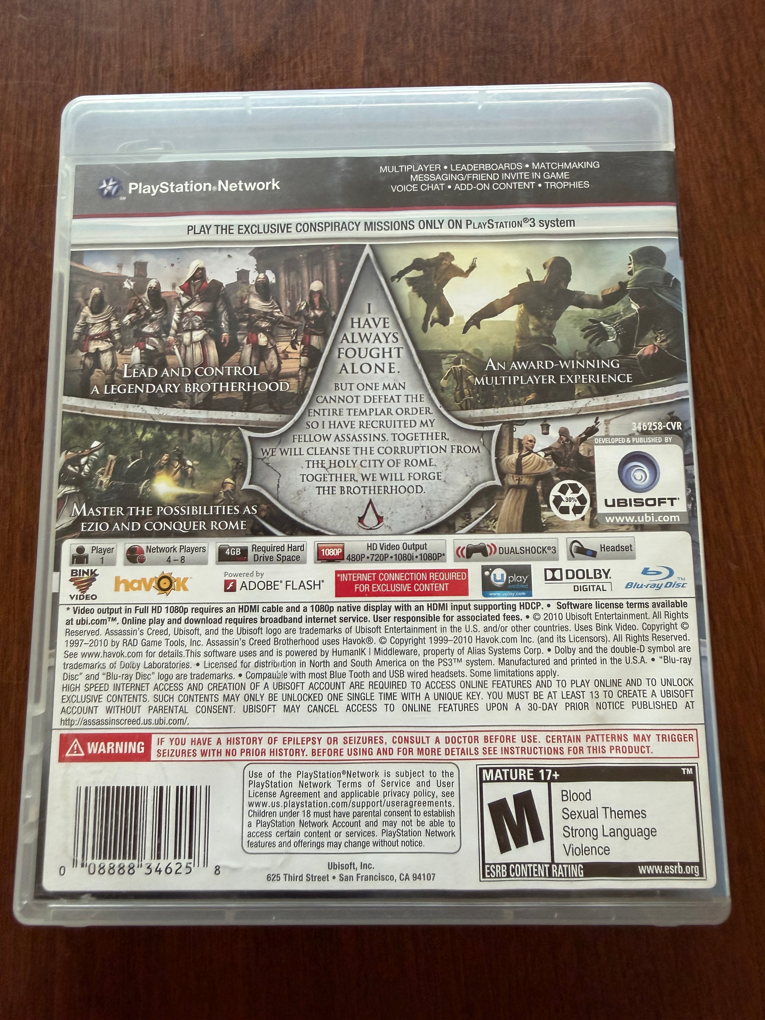 Assassin’s Creed: Brotherhood for the PS3 CIB